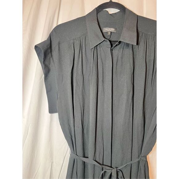 Rag & Bone Women's Black Robin Viscose Tie Waist Shirt Dress Size Large NWOT - Picture 5 of 12
